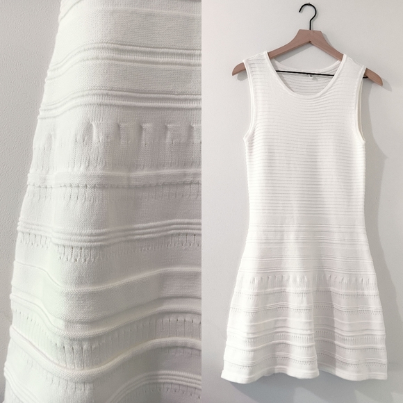 Anthropologie Dresses & Skirts - anthropologie bb dakota chic neutral white ribbed sleeveless sweater knit dress